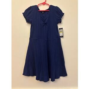 Tommy Hilfiger Girls’ Navy Blue Fit & Flare Dress – Size 8–10 – New With Tags
